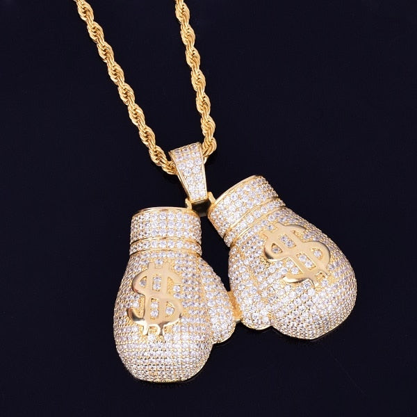 Ice Diamond Stone Boxing Gloves Pendant